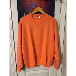 DS 90s Hanes Sweatshirt Mens Large Crew Neck Pullover Long Sleeve Orange Top